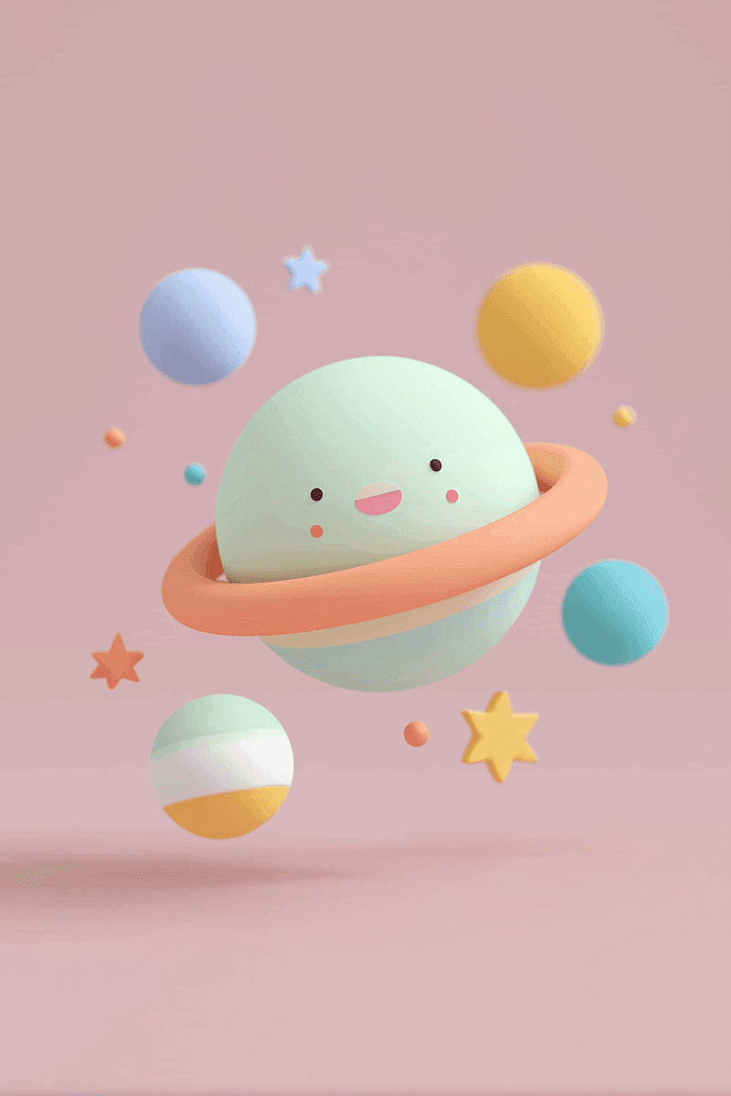 whimsical image with cartoon shapes and faces